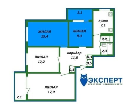 Продаётся две комнаты в  просторной 4-х комнатной квартире в Уручье!
